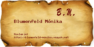 Blumenfeld Mónika névjegykártya